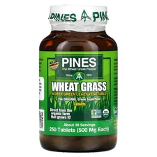 Pines International Wheat Grass 500 mg 250 Tablets Gluten-Free, Kosher, Non-GMO,