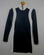 Tory Burch Sport Knit Quarter Zip Track Dress Women XS Navy Blue Mockneck