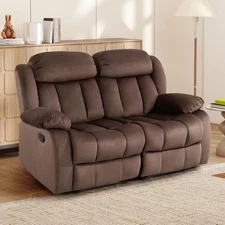 CANMOV Manual Loveseat Recliner Sofa w/ Padded Armrest, Wall-Hugger 2 Seat Chair