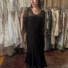 1920s silk chiffon lace dress