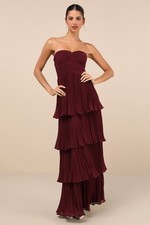 NWT Lulus Seriously Sensational Strapless Tiered Maxi Dress Plum Purple Size XL