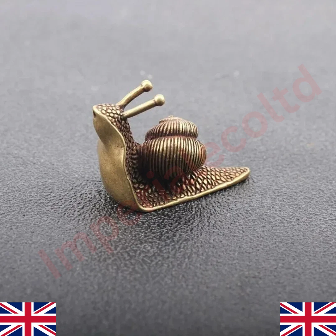 Brass Snail Animal Statue — Small Sculpture Tabletop Figurine Home Decor Gifts