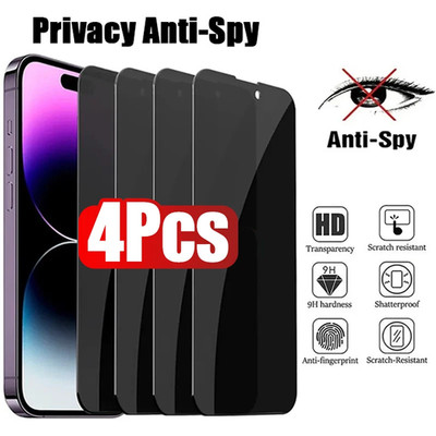 4x Panzerfolie Privacy iPhone 11-17 Pro Max Plus Anti Spy Displayschutz