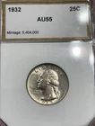 1932 Washington Quarter 90% Silver; AU