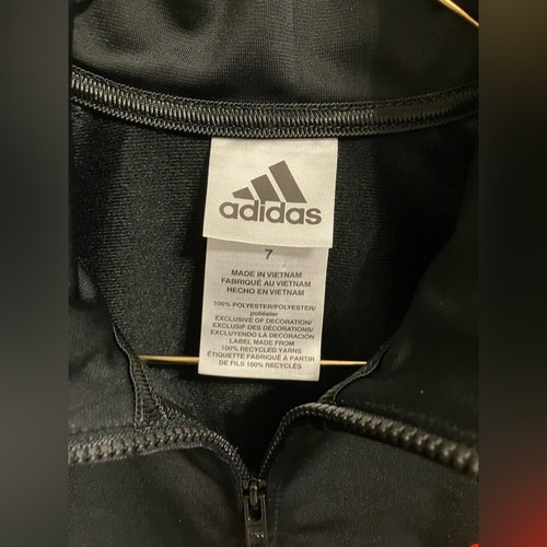 Adidas Classic Track Jacket Boys Size 7 Black and red 3-stripe New soccer sports - Picture 3 of 11