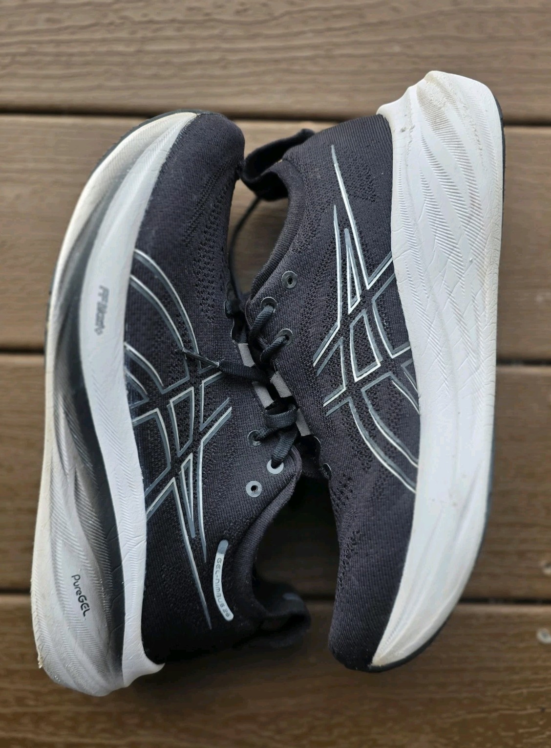 ASICS Running Shoes Womens 9.5 Wide Black Gray Gel Nimbus Athletic Comfort