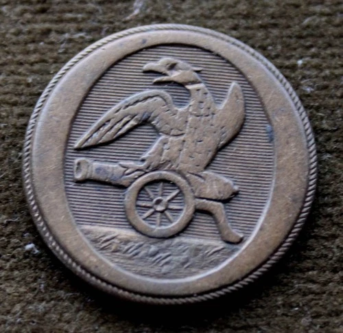 Pre-Civil War Flat 1 Piece Militia Artillery Button Circa 1808-1821 RICH QUALITY
