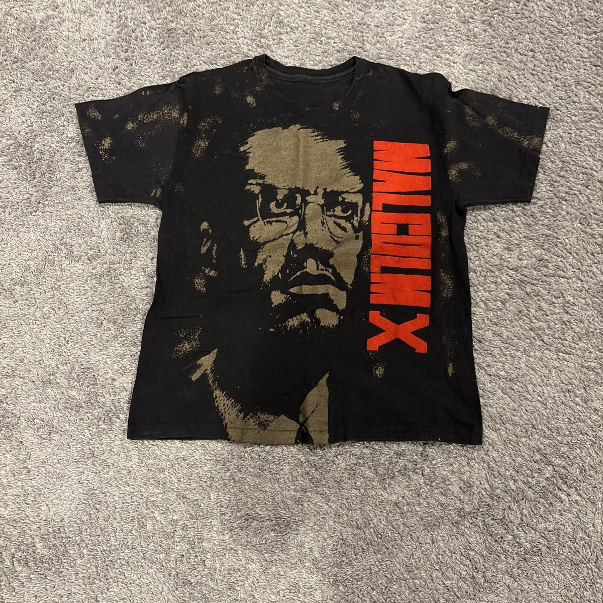 T-shirt Vintage Hanes 1992 Malcolm X Tête Moustique - Taille XL, Occasion Parfait état