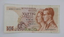 1966 Kingdom of Belgium - 50 Belgian Francs Banknote No. 1062 I 4975 P-139a