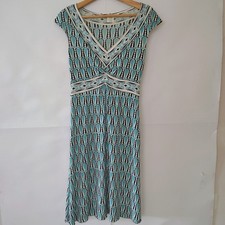 Vintage Max Studio Babydoll Midi Dress Dress Sz S Y2K Geometric 90s Mod V Neck 