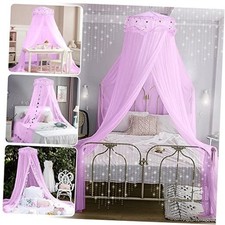 Jeteventy Bed Canopy for Girls, Princess Bed Curtain Net for Single to Purple