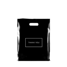 Die Cut Plastic Shopping Bags With Thank You Logo 9" x 12" Boutique Bags
