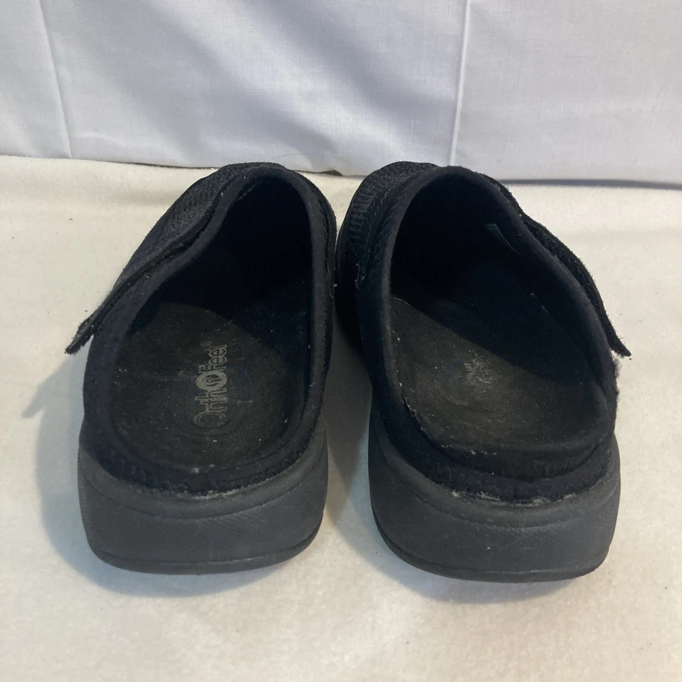 Zapatillas ortopédicas anchas elásticas tejidas negras OrthoFeet 334 Hudson para hombre talla 10 (2E) Foto 4 de 4