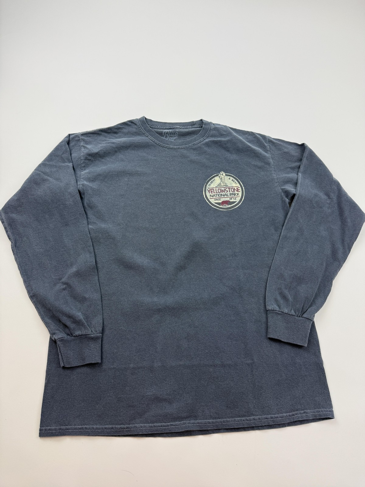 Yellowstone National Park Shirt Mens Medium Blue 84 Graphic Long Sleeve Tee
