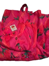 FARM Rio Red Hot Chilli Pepper Linen Button Down Mini Dress