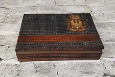 Cigarette Box Dispenser - Wooden Box - Vintage - Carvings