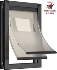 Puerta grande de aluminio para perros para exteriores, con 2 paneles deslizantes