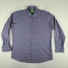 Forsyth Of Canada Shirt Mens Large Blue Purple Plaid Oxford Non Iron Button Up
