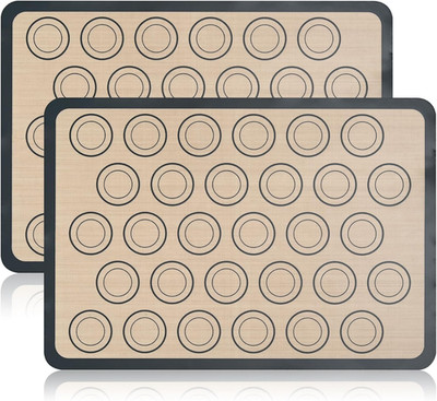2 Tapetes Silicona Para Hornear Macaron Galletas Antiadherente Reutilizable