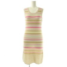 Chanel Cotton Coco Button Sleeveless Knit Dress Knee-Length Stripe 34 Light Used