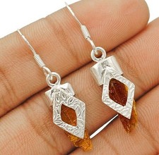 Natural Rough Orange Kyanite 925 Sterling Silver Earrings 