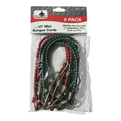 Goliath Industrial 6pc 10'' Mini Bungee Cords ~ BC610M