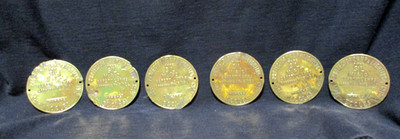6 seltene alte Bergbau Schutz Lampe Messing Hersteller Platten
