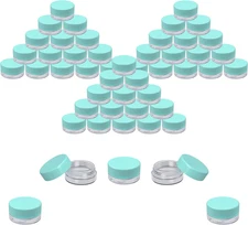 50PCS 3g Dab Containers 3ml Round Clear Jars for Scrubs Lotions with Blue Lids