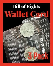 3X Bill of Rights I to X - Wallet Card - Legal Guide - Custom Made Thick Plastic