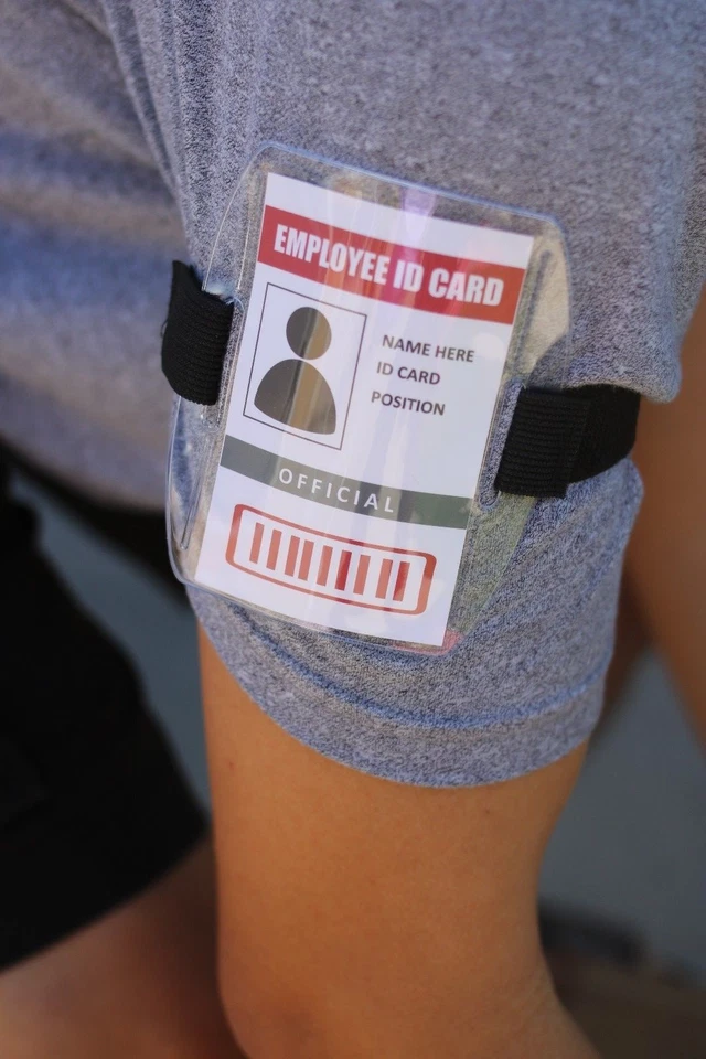 5 Pack - Arm Band Photo ID Badge Holder with Elastic Black/Navy/White Strap - Image 4 of 4