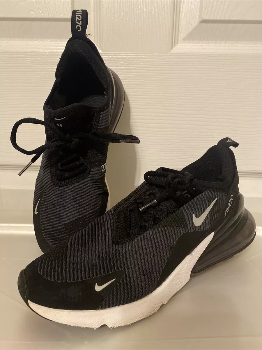 Nike Kids Air Max 270 Kjcrd Athletic Shoes Black White AR0301 008 Lace Up 7Y