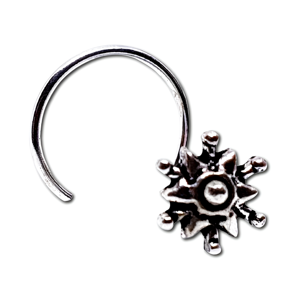 Sonne Stern Nasenstecker Azteken Nova 22G (0,6Mm) 925 Silber Locken Pfosten O...-image