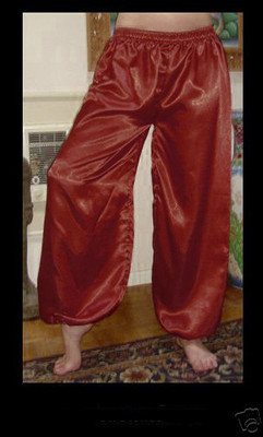 Harem Pants Belly Dance Satin Brownish Red Orange