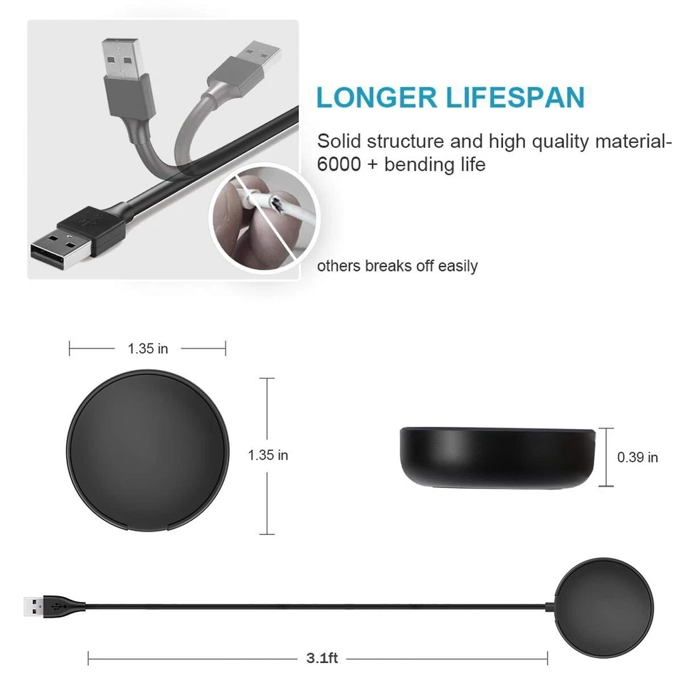 Paquete de 2 cargadores de reloj Samsung | Base USB para reloj Galaxy 7/6/5/4/3/Activo Foto 4 de 4