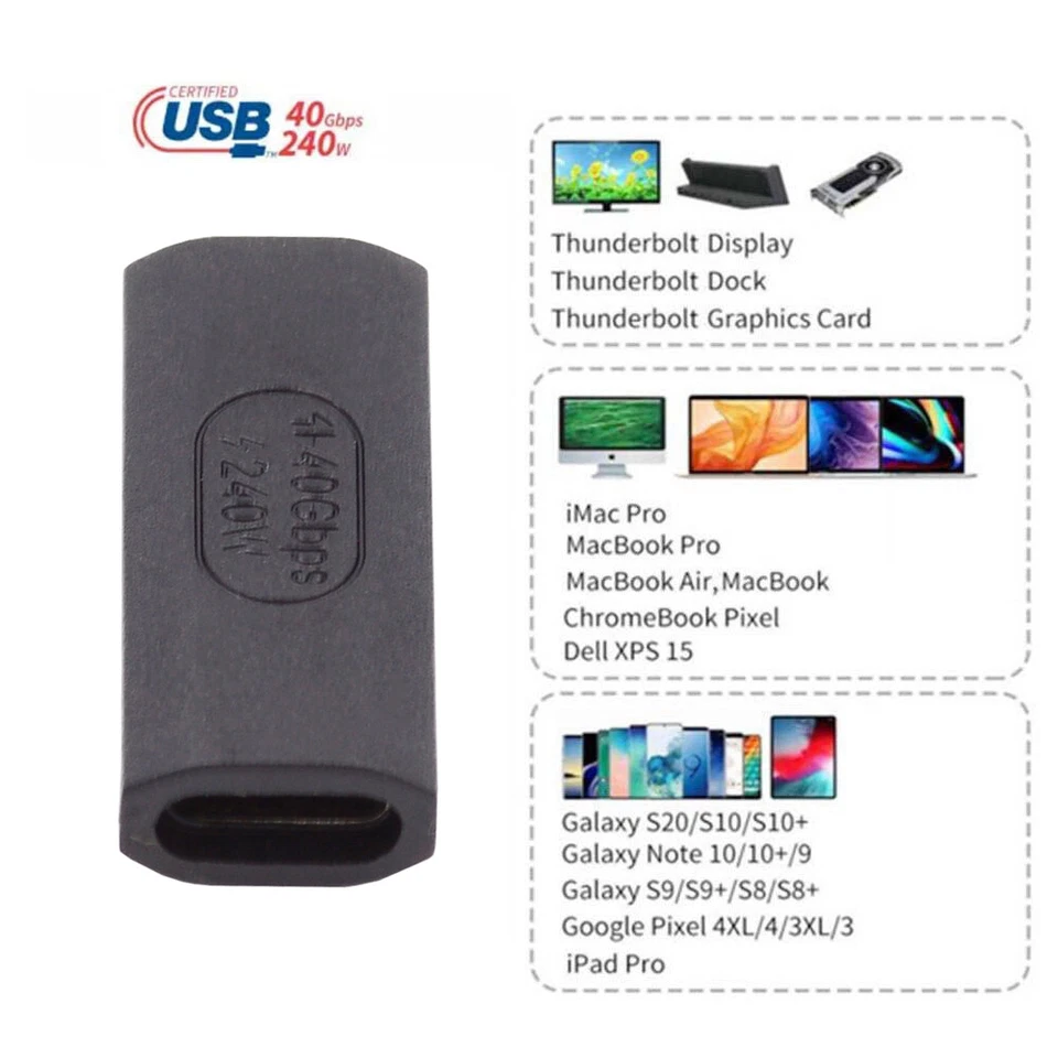 CY 240W Power 40Gbps USB4 Type C Male to Female Extension Data 8K Video Adapter - Image 4 of 4