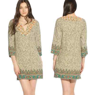 Lucky Brand Dashiki Shift Sequin Embroidered Tribal Ethnic Dress US Size S  | eBay