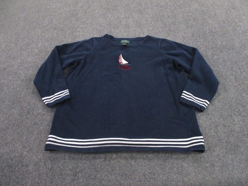 Ralph Lauren Sweater Adult 1X Striped Sailboat Sailor Fisherman Pullover Women - Picture 2 of 9