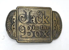 Jack in the Box Brass Belt Buckle Vintage Fast Food Restaurant Advertising Promo