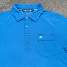 Travis Mathew Polo Shirt Pocket Embroidered Blue Short Sleeve Men Small
