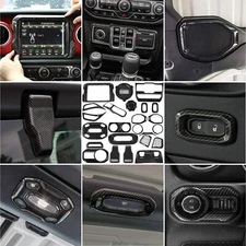 24pcs Carbon Fiber Interior Decor Trim Cover Kit for Jeep Wrangler JL JT 2018+