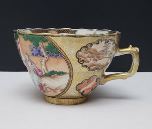 18th c Antique Chinese Export Famille Rose Porcelain Cup Rockefeller Pattern