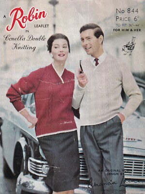 Robin 844 Original His 'N' Hers Strickmuster Pullover mit Zopfmuster