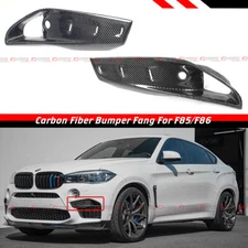 FOR 2015-2018 BMW F85 X5M F86 X6M CARBON FIBER FRONT BUMPER VENT FANG TRIM COVER