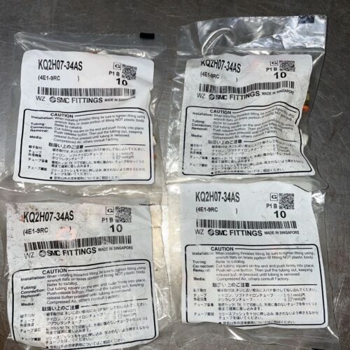 SMC KQ2H07-34AS 1/4 push in tube x 1/8 NPT Male Straight Adapter 40 pcs.