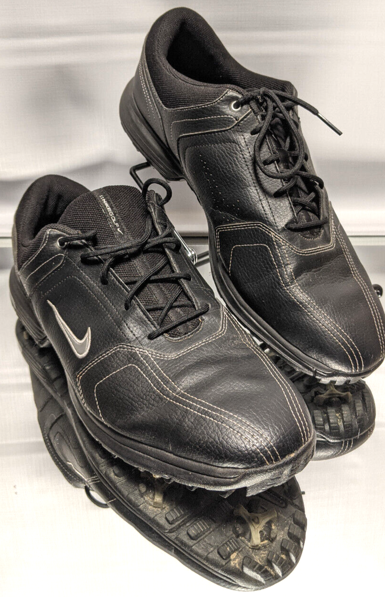 Nike Heritage Golf Shoes 336040-001 Black Leather Cleats