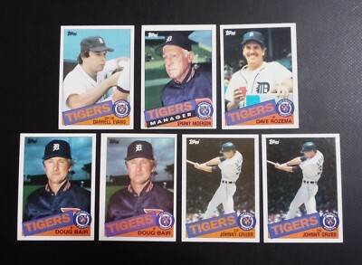 1985 Topps Lot Detroit Tigers Baseball Cards Anderson Grubb Evans Rozema Bair 