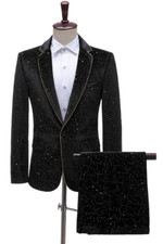 Black Men Velvet Suit Formal Luxury Prom Dinner Groom Tuxedo Wedding Custom