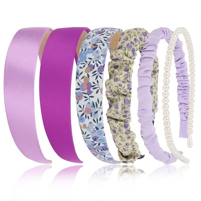 7 Pcs Fashion Headbands,Satin Scrunchies Pearl for Women Girls Cute Accessories