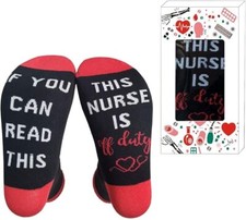 If You Can Read This Nurse Is Off Duty Unisex Crew Socks Holiday Size 6 - 11