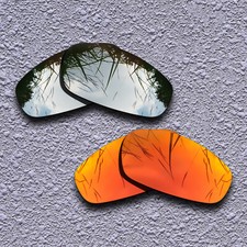 US Silver Fire Red Replacement Lenses For-Oakley Split Jacket Polarized